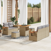 vidaXL 8-delat trädgårdsoffset med kuddar Beige Poly Rattan Akacia