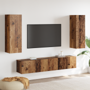 vidaXL 4 Delar TV Skåp Set Gammalt Trä Konstruerat Trä