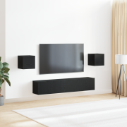 vidaXL 6 delar TV-bänksats Svart ek Konstruerat trä