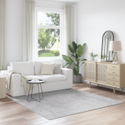 vidaXL Luggmatta Hög Pile Grå 200x200 cm PP
