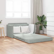 vidaXL Golvsängsoffa 2-i-1 Ljusgrå 124x204x61 cm Sammet