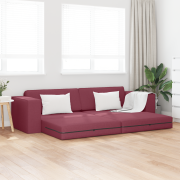 vidaXL Golvssoffa Bädd 2-i-1 Vinröd 245x150x60.5 cm Tyg