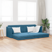 vidaXL Golvsoffa-säng 2-i-1 Blå 213x144x60 cm Sammet
