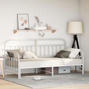 vidaXL Dagbäddram med sänglåda Vit 100x200 cm Stål