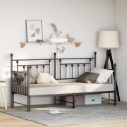 vidaXL Daybed Ram med Utdragbar Säng Svart 75x190 cm Stål