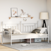 vidaXL Sängram Vit 100x190 cm Stål