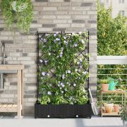 vidaXL Trädgårdsplanterare med spaljé 2 st Svart 80x40x125,5 cm