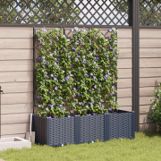 vidaXL Trädgårdsplanterare med trellis 3 pcs Grå 120 x 40 x 143 cm PP