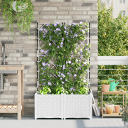 vidaXL Trädgårdsplanterare med Spaljé 2 st Vit 80x40x143 cm