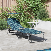 vidaXL vikbara solstol med bladmönster 600D Oxford tyg