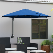 vidaXL Väggmonterat Trädgårdsparasol med LED-lampor Azure blå 248 cm