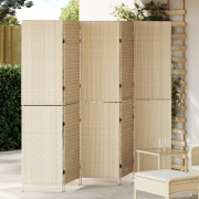 vidaXL Rum Divider 5 Paneler Hopfällbar Beige 245x180 cm Poly Rattan