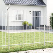 vidaXL Trädgårdsstängsel med Bågtopp, Vit, 1,7x1,5 m, Stål