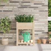 vidaXL Trädgårdsplanta med hylla 60x60x76 cm Massivt trä Furu