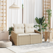 vidaXL 2-sits trädgårdssoffa med kuddar beige polyrottning