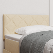vidaXL Sänggavel Diamantblock Design Gräddvit 90 cm Tyg
