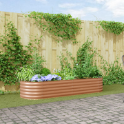 vidaXL Upphöjd Trädgårdsbädd Brun med Trälook 240x80x44 cm Stål