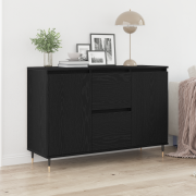 vidaXL Sideboard med dörrar och lådor svart ek 101,5x35x70 cm