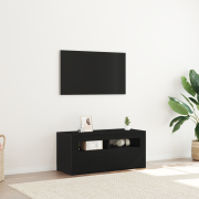vidaXL TV-skåp med LED -remsljus Svart 90 x 35 x 40 cm Konstruerat trä