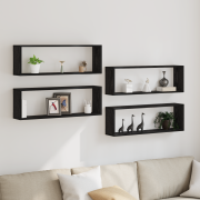 vidaXL Vägghyllor 4 st Svart Ek 80x15x26 cm Konstruerat trä