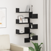 vidaXL Väggkrokhylla 2 pcs Svart ek 40 x 40 x 49.5 cm Konstruerat trä
