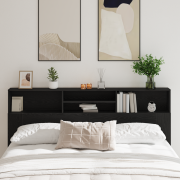 vidaXL Huvudgavel m.bokhylla svart ek 200x19x103.5 cm konstruerat trä