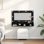 vidaXL Spegelskåp med LED svart ek 90x31.5x62 cm