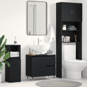 vidaXL Handfatsskåp för badrum svart ek 65x33x60 cm konstruerat trä