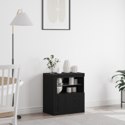 vidaXL Sideboard med LED-lampor svart ek 60,5x37x67 cm