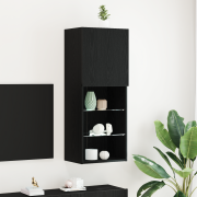 vidaXL TV-skåp med LED-lampor svart ek 40,5x30x102 cm