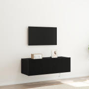 vidaXL TV-väggskåp med LED-lampor svart ek 100x35x31 cm