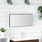 vidaXL Badrumsspegel med förvaringsskåp och LED brun ek 80x37 cm
