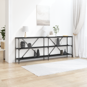 vidaXL Konsolbord svart ek 200x30x75 cm konstruerat trä och stål