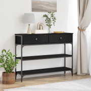 vidaXL Konsolbord svart ek 100x25x75 cm konstruerat trä och stål