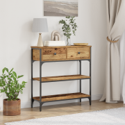 vidaXL Konsolbord återvunnet trä 72,5x25x75cm konstruerat trä och stål