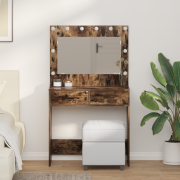 vidaXL Sminkbord med låda Rökt ek 78.5 x 41 x 135 cm Konstruerat trä