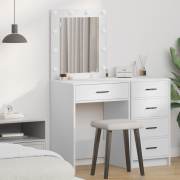 vidaXL Sminkbord med låda Vit 50 x 41 x 135 cm Konstruerat trä