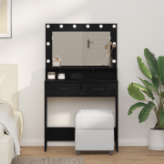 vidaXL Sminkbord med låda Svart ek 79 x 41 x 135 cm Konstruerat trä