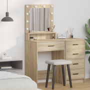 vidaXL Sminkbord med låda Sonoma ek 50 x 41 x 135 cm Konstruerat trä