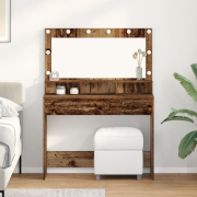 vidaXL Sminkbord med LED-lampor återvunnet trä 100x41x135 cm