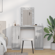 vidaXL Smyckebord med lagring Grå 102 x 33 x 135 cm Konstruerat trä
