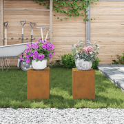 vidaXL Planteringslåda för utomhusbruk 2 st 24x24x35 cm väderbest.stål