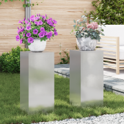 vidaXL Planteringslåda för utomhusbruk 2 st 24x24x55 cm rostfritt stål