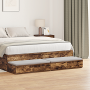 vidaXL Sänglådor Rökt Ek 140x36,5x16,5 cm Konstruerat Trä