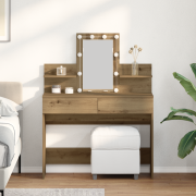 vidaXL Sminkbord med LED-lampor artisan ek 100x40x130 cm