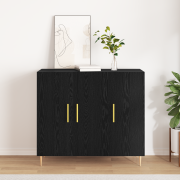 vidaXL Sidobord Svart Ek 90x34x80 cm Ingenjörsträ