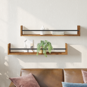 vidaXL Vägghyllor 2 st Gammalt trä 80x16x14 cm Ingenjörsträ