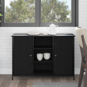 vidaXL Sidoområde Svart Ek 100x35x70 cm Konstruerat Trä och Stål