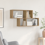 vidaXL Vägghylla Massiv ek 100x20x53 cm Trä