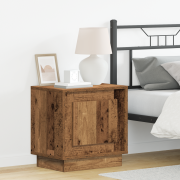 vidaXL Sängbord med LED-lampor 2 st Gammalt trä 44x34,5x45 cm